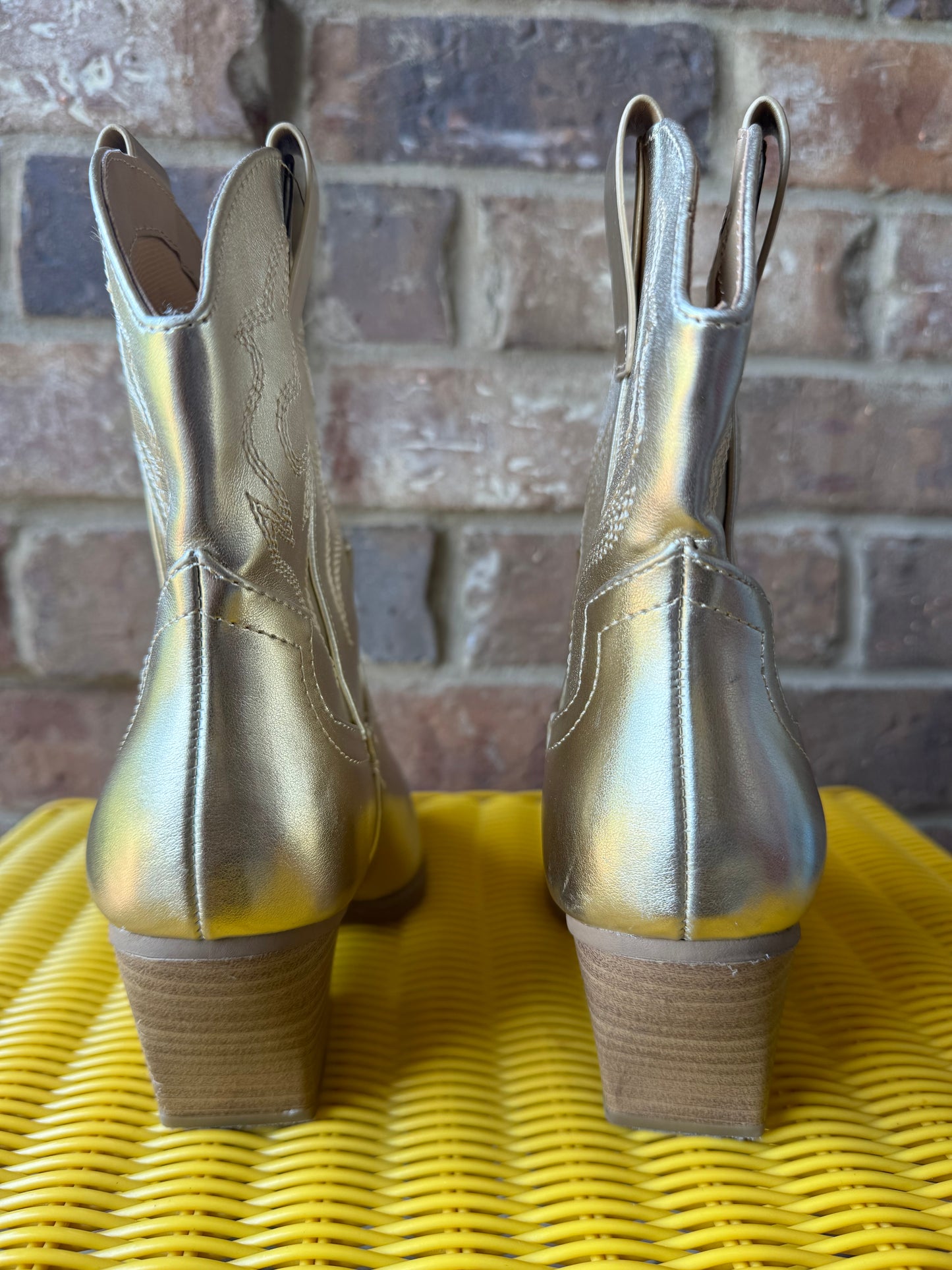 Gold cowgirl bootie