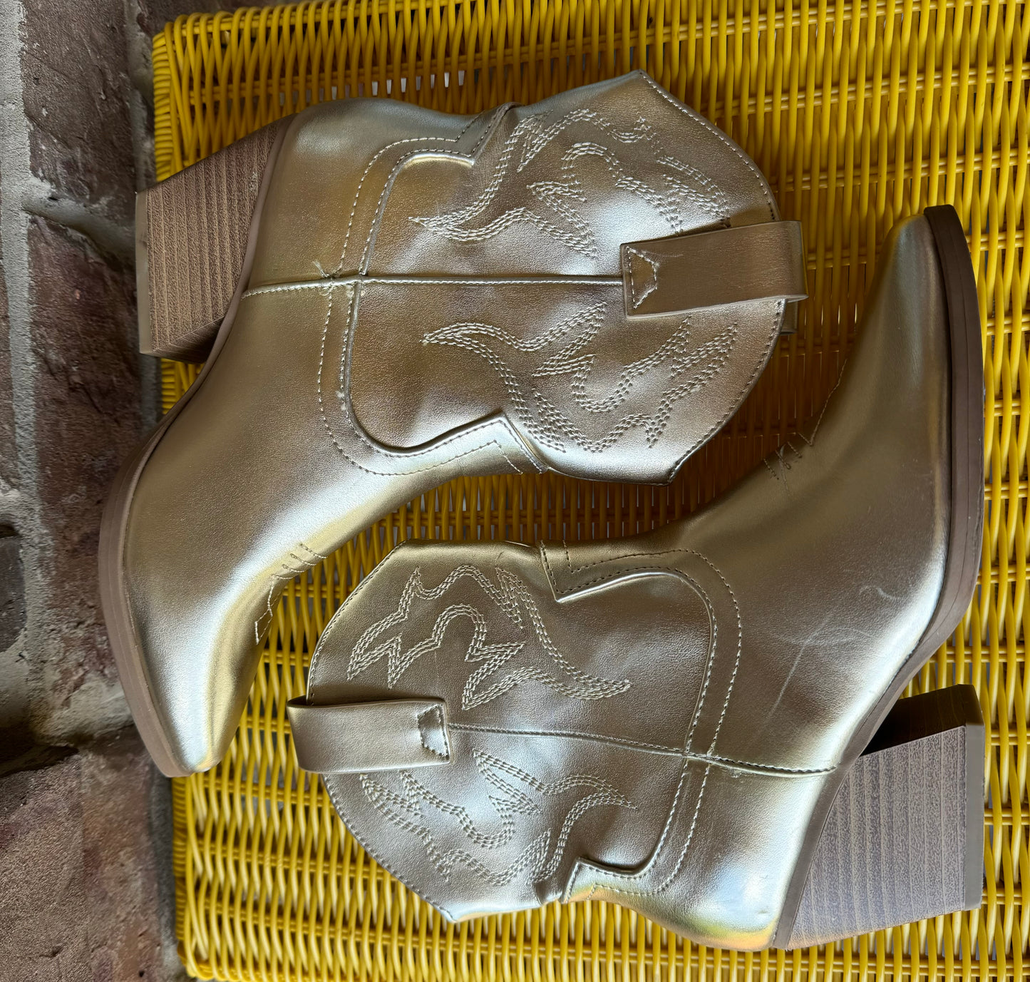 Gold cowgirl bootie