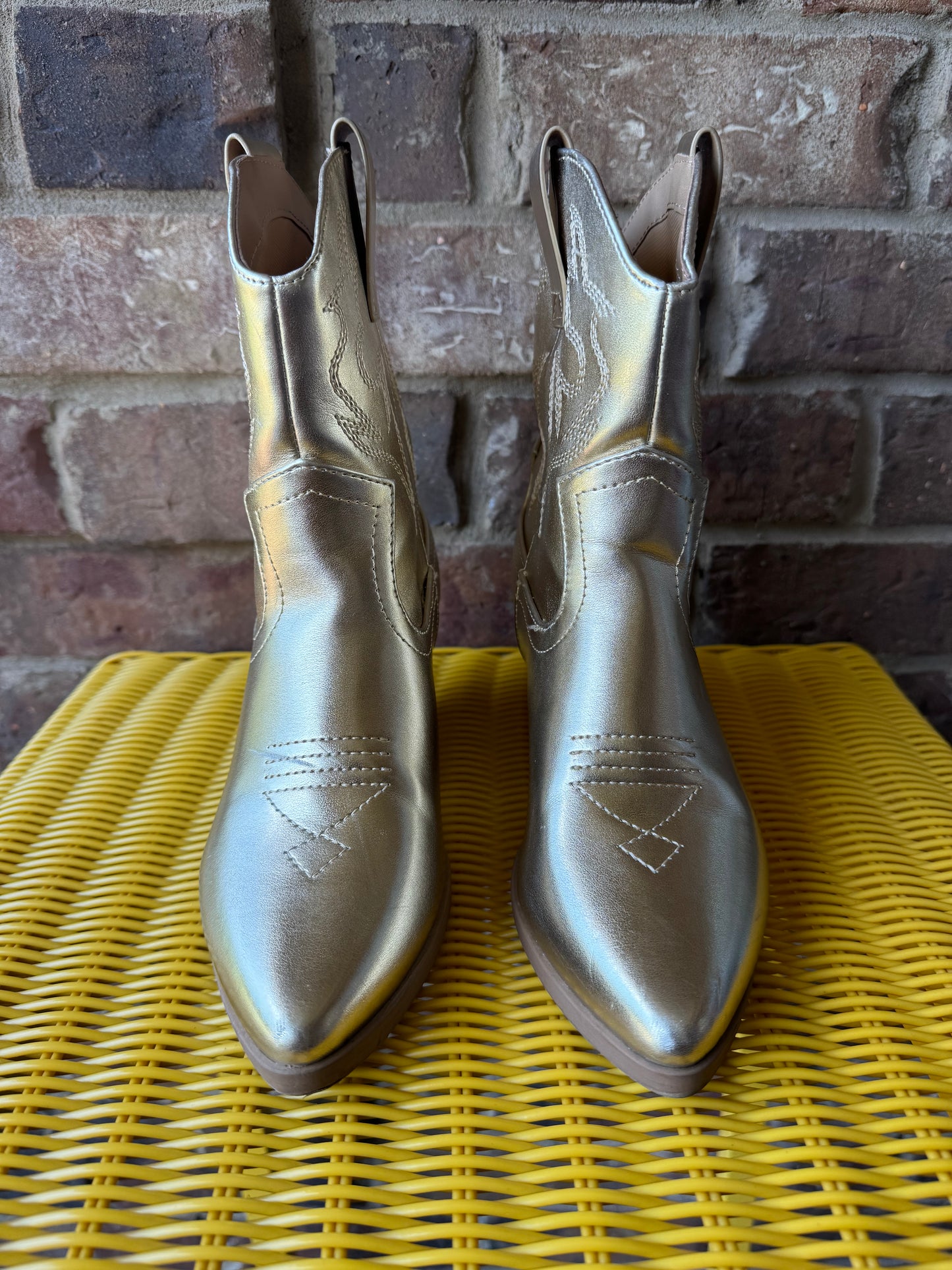 Gold cowgirl bootie