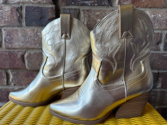 Gold cowgirl bootie